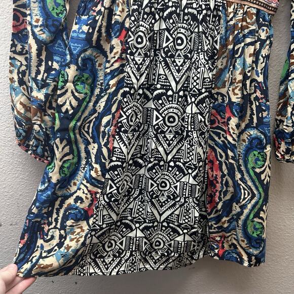 Flying Tomato Dress Size S Aztec Embroidered Babydoll Bohemian Boho MINI dress - Picture 5 of 7